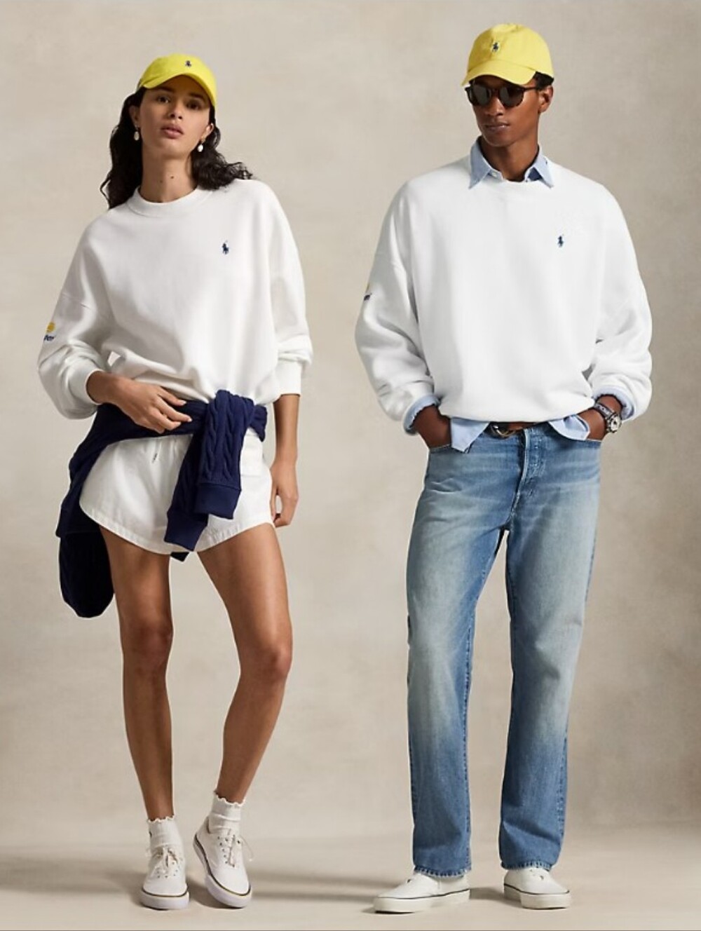 Polo by Ralph Lauren Fleece Crewneck Sweatshirt - White with Navy Pony